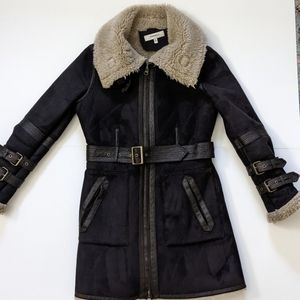 Brown faux shearing Hawke and Co winter coat